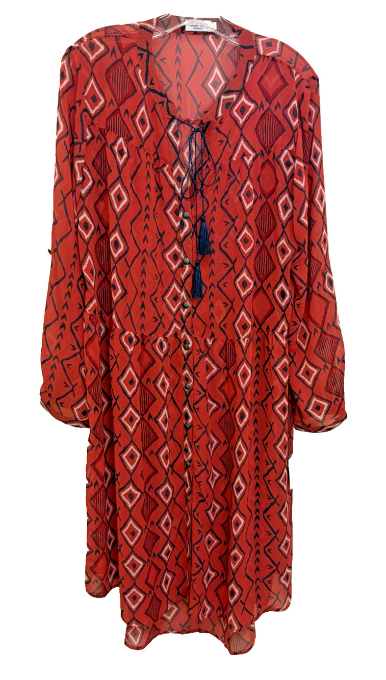 Tasha Polizzi Southwestern Aztec Kimono Duster Women's Large Open Front NEW